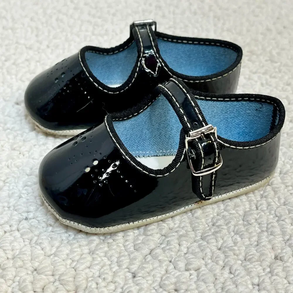 Mary Janes Girl's Baby Shoes Black Gift Box Size 2 Soft Bottoms USA Made VTG